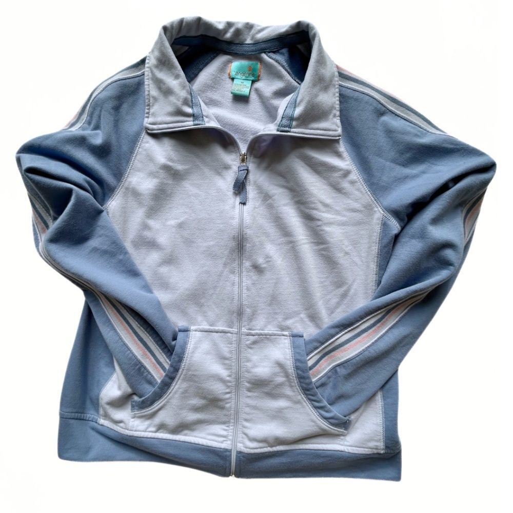 Tangerine Athletic Full Zip Up Blue Sweatshirt Sport Jacket Womens Sz M